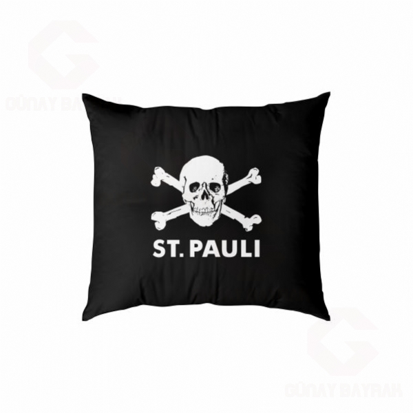 FC St Pauli Skull And Crossbones Dijital Baskl Yastk Klf