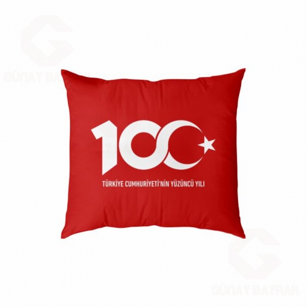 Krmz Trkiye Cumhuryetinin 100.Yl Dijital Baskl Yastk Klf