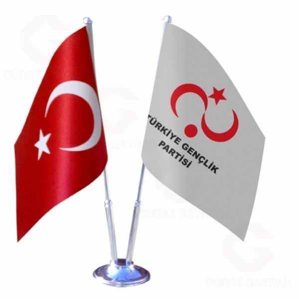 Trkiye Genlik Partisi 2 li Masa Bayraklar