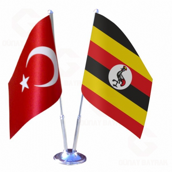 Uganda 2 li Masa Bayraklar